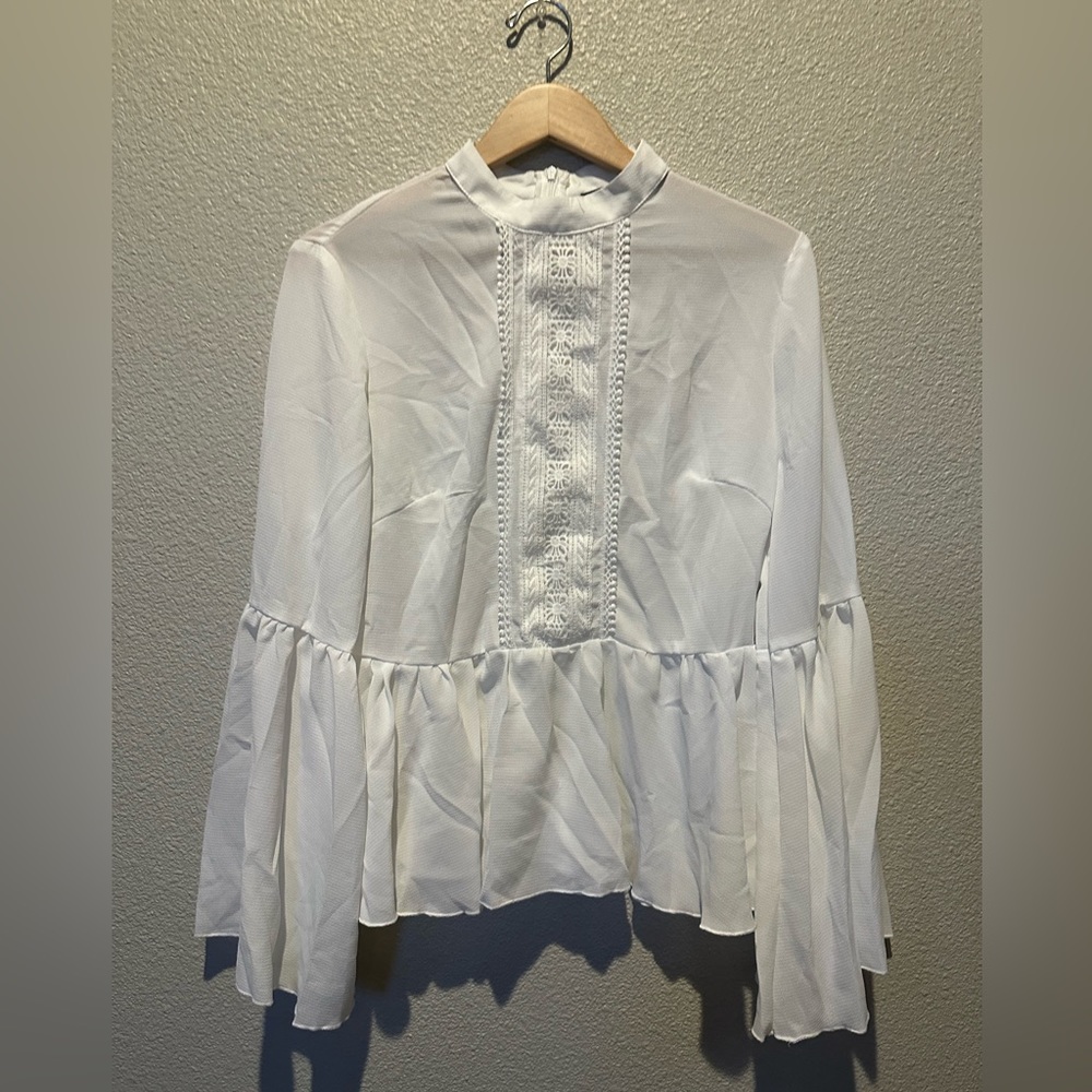 New SHEIN white Sheer Blouse with Lace Size XL